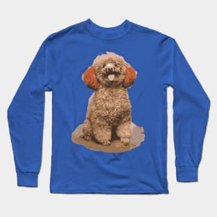 the dog sits on the ground - vector image Long Sleeve T-Shirt